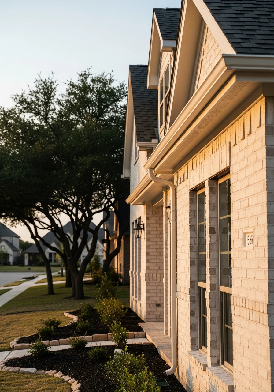 Detailed image of quality workmanship on a newer Frisco home's exterior.
