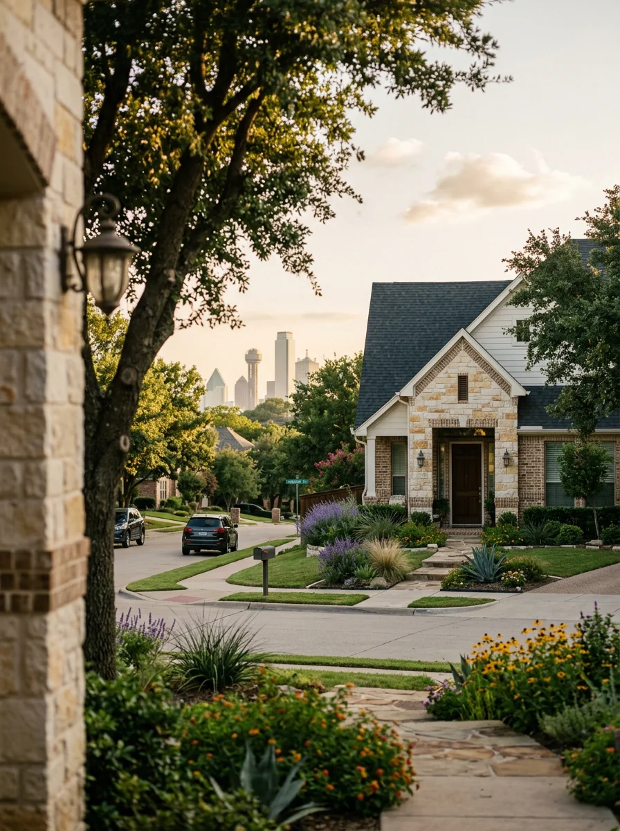 White Rock Lake scenic views and trails accessible from Lake Highlands homes with elevated topography and downtown Dallas vistas
