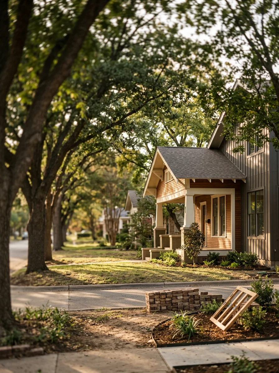 Craftsman bungalows and contemporary renovations along tree-lined streets in Old East Dallas