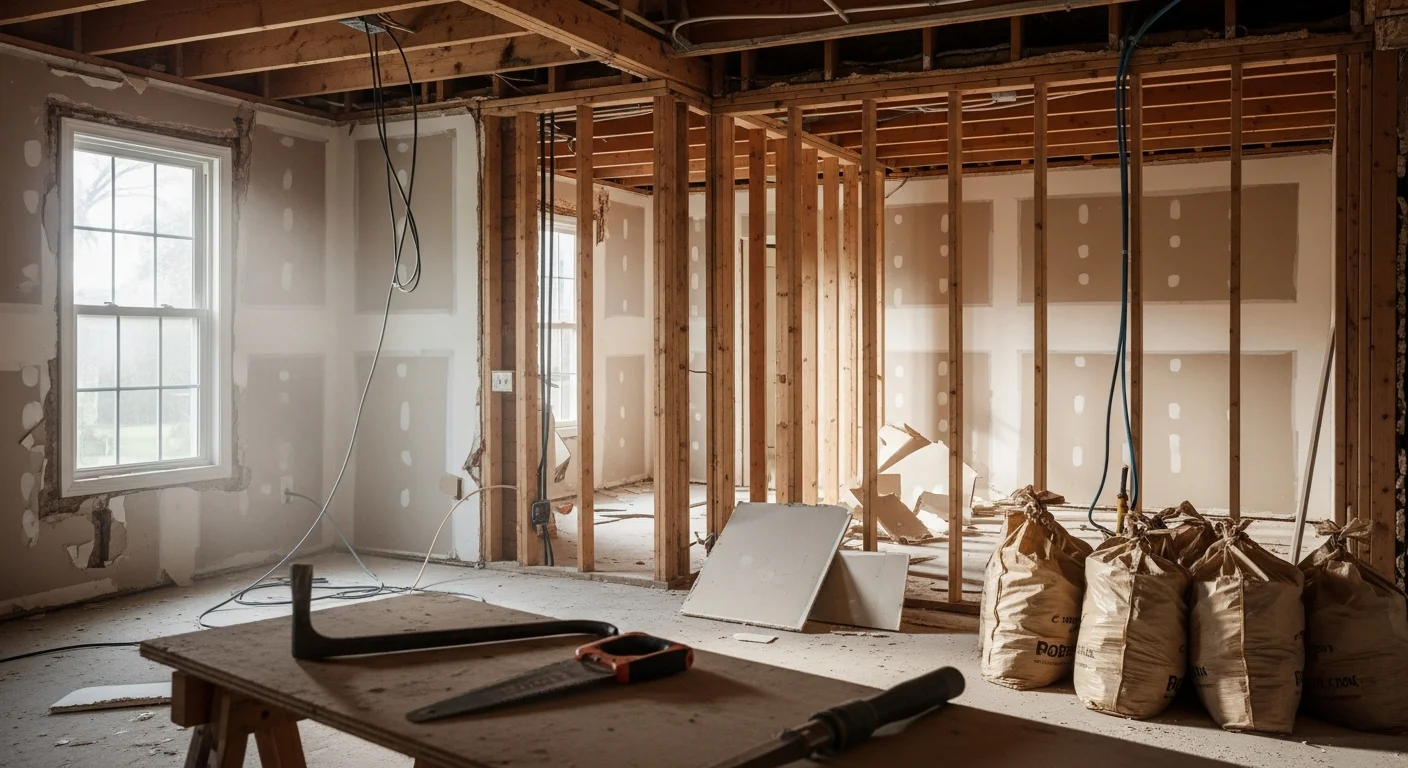 Interior demolition in progress inside a Dallas–Fort Worth property. Work completed by Eagle Trades USA LLC, a licensed general contractor serving the DFW Metroplex.